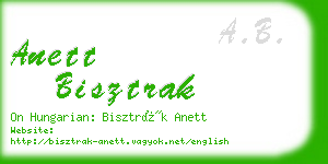 anett bisztrak business card